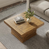 Lareth Coffee Table 31.5 in Rustic Center Table with X Design Wooden Pedestal for Living Room, Small Square Home Office Tea Accent Table for Dining Room Apartment, Walnut Lareth