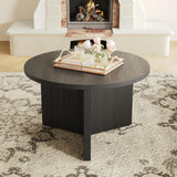 Luoxiao Coffee Table for Small Space, Minimalist Modern Table for Living Room, Durable & Sturdy Small Round End Table with Adjustable Feet Pads, Black Luoxiao