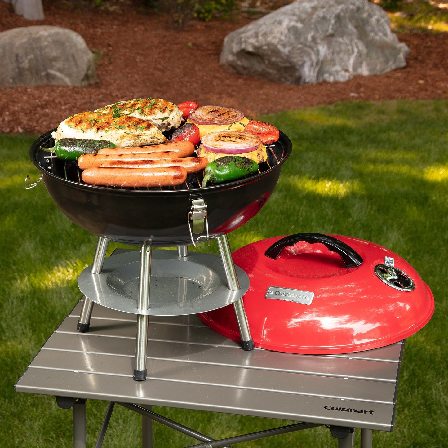 Cuisinart 14" Inch BBQ, 14" x 14" x 15", Portable Charcoal Grill, (Red), CCG-190RB