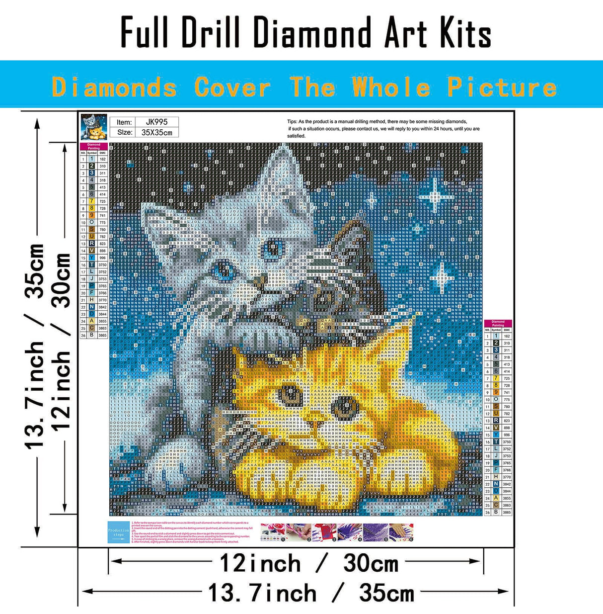 CHWGLFGG 5D Diamond Art Kits for Adults Beginners, Cats Under Stars Diamond Painting Kits, DIY Full Round Drill Paint by Diamonds Dot Gem Art for Adults, Home Wall Decor 13.7X 13.7 Inch CHWGLFGG