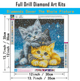 CHWGLFGG 5D Diamond Art Kits for Adults Beginners, Cats Under Stars Diamond Painting Kits, DIY Full Round Drill Paint by Diamonds Dot Gem Art for Adults, Home Wall Decor 13.7X 13.7 Inch CHWGLFGG