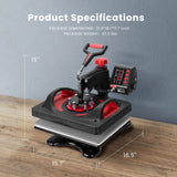 VIVOHOME 110-120V Professional Airbrushing Paint System with 1/5 HP Air Compressor and 1 Paint Sprayer with Upgraded 11 in 1 Combo Multifunctional Swing Away Clamshell Printing Sublimation Heat Press VIVOHOME