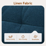 Vipbear Convertible Futon Sofa Bed, Blue Linen Futon Couch with Adjustable Backrest & Armrests, Folding Small Recliner Sleeper Sofa Bed for Living Room, Apartment, Office Vipbear