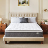CH CHARME HOUSE King Size Mattress, 12 Inch Hybrid Mattress King Size, Medium Feel Foam and Individual Pocket Springs, Extra Edge Support, Pressure Relief, CertiPUR-US CH CHARME HOUSE