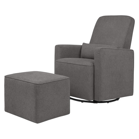 DaVinci Olive Upholstered Swivel Glider with Bonus Ottoman in Dark Grey, Greenguard Gold & CertiPUR-US Certified DaVinci
