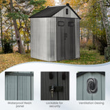 Domi 5x3 FT Outdoor Resin Storage Shed, All-Weather Double-Wall Storage Building for Backyard, Garden, Lawn Tools, Mower, Bike & Pool Equipment, Lockable Doors, Ventilated Roof, Grey domi outdoor living