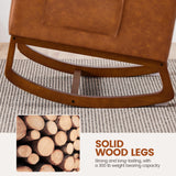 Yaheetech Rocking Chair, Leather Nursery Glider Chair, Upholstered Accent Chair with Rubber Wood Legs and Side Pockets, High Back Armchair for Living Room, Bedroom, Brown Yaheetech