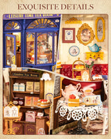 Rolife DIY Miniature House Kit Leisure Tea Time, 3D Book Nook Openable Bookshelf Decor for Adults, Mini Model House Kits, DIY Crafts Kit Halloween for Adults (Leisure Tea Time) Rolife