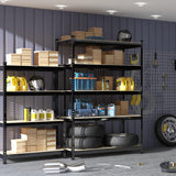 PrimeZone 2 Pack Heavy Duty Adjustable 5 Tier Garage Storage Shelves - 47" W x 18" D x 71" H, Metal Utility Rack Shelf Unit for Warehouse, Pantry, Closet, Kitchen, Black PrimeZone