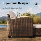 Small Patio Furniture Set, 3 Pieces Wicker Outdoor Sectional Set, L-Shaped Patio Couch Set, Modular Rattan Conversation Set with Lounge Sofa and Ottomans for Deck Lawn Garden, Beige HERA'S HOUSE