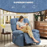 Sofetura Power Lift Recliner Chair with Vibration Massage&Heat for Elderly,Upholstered Breathable Fabric Lounge Chair with Side Pockets, USB Charge Port for Living Room,Only One Package,Blue Sofetura