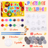 80UncleKimby Fall Thanksgiving Rock Painting Kit: Arts and Crafts for Kids - Include DIY Stones, Water Paint, Tattoos, Gifts Toys Party Favors Classroom Activities for Girls Boys Ages 8-12 80UncleKimby
