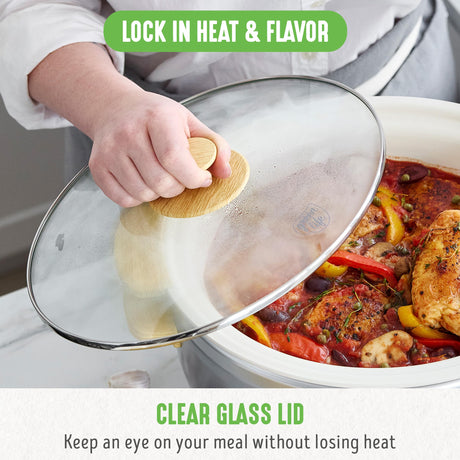 GreenLife 6 Quart Ceramic Slow Cooker, PFAS-Free Programmable Removable Healthy Nonstick Pot for Family Meals, Sear on Stovetop Keep Warm, Digital Timer, Dishwasher Safe Glass Lid & Crock, Quartz Grey GreenLife