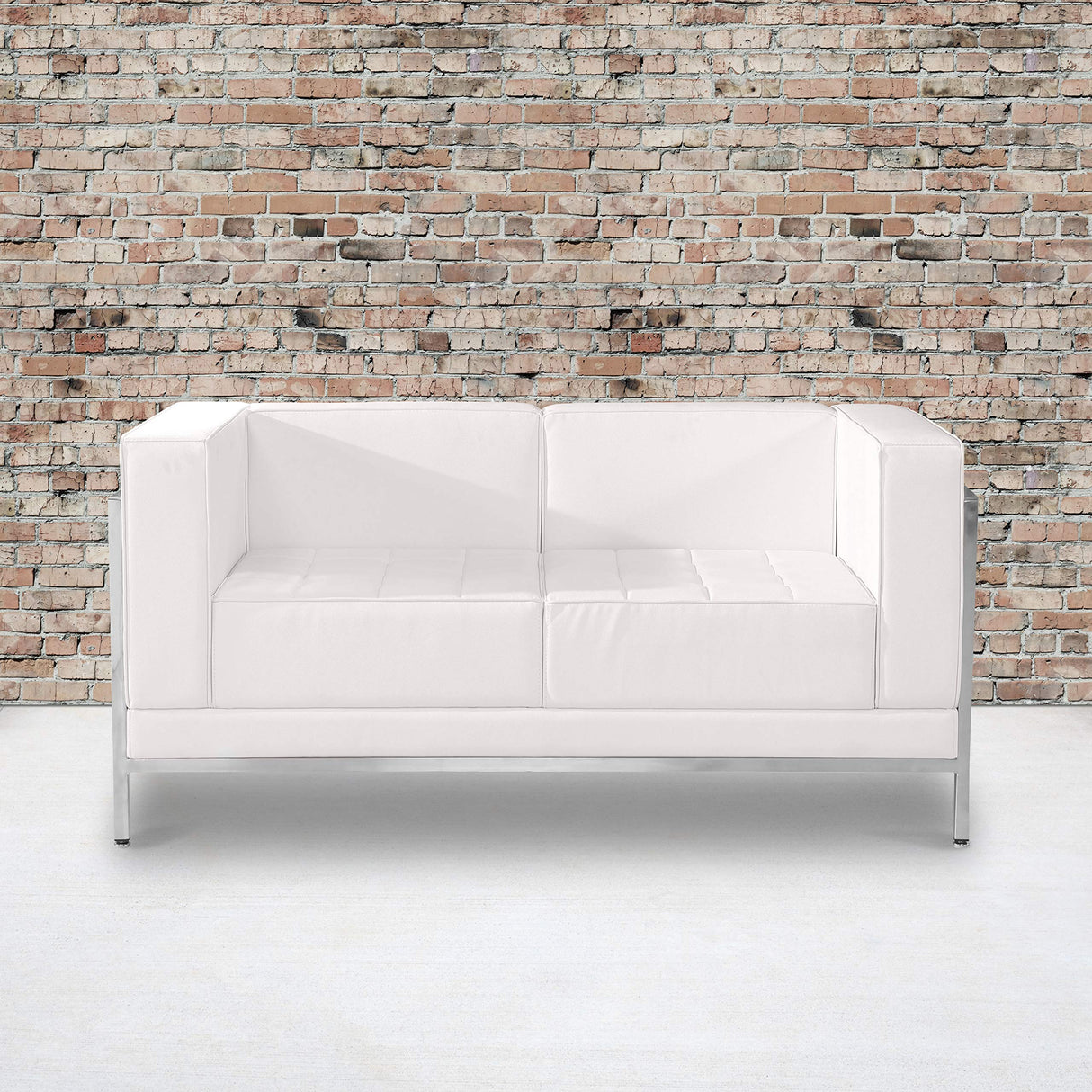 Flash Furniture HERCULES Imagination Series Contemporary White LeatherSoft Loveseat with Encasing Frame Flash Furniture