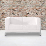 Flash Furniture HERCULES Imagination Series Contemporary White LeatherSoft Loveseat with Encasing Frame Flash Furniture