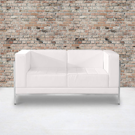 Flash Furniture HERCULES Imagination Series Contemporary White LeatherSoft Loveseat with Encasing Frame Flash Furniture