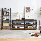 Yaheetech TV Stand with Power Outlet, Industrial TV Stand for 75 Inch TVs, Media TV Console Table with Open Storage Shelves for Living Room, Rustic Brown Yaheetech