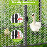 Large Metal Chicken Coop Chicken run for 10-12 chickens 120"L×40"W×40"H Portable Tractor Chicken Run with Cover & Swing, Outdoor Backyard Farm Chicken pen for Ducks, geese, dogs, rabbits, cats, etc. SPIDERCAMP