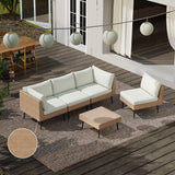 ENSTVER Outdoor Patio Sectional Furniture Set, 5 Piece Wicker Patio Furniture with Widened and Densely Woven Rattan, Conversation Patio Furniture with Thick Cushions for Garden, Backyard ENSTVER