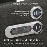 Delta Children Mercer Electronic Power Recliner and Swivel Glider with USB Port in LiveSmart Performance Fabric - Water Repellent & Stain Resistant, Dark Grey Delta Children