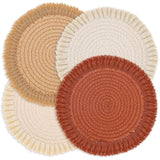 13 Inch Round Cotton Placemat Set of 4 Boho Placemats Table Mats Woven Washable Table Placemats for Fall Kitchen Dining Home Farmhouse Thanksgiving Christmas Decoration Heat Resistant Place Mat Lucomb