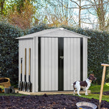 DWVO 5.6' x 3.2' Outdoor Storage Shed, Large Metal Tool Sheds, Heavy Duty Storage House with Lockable Doors & Air Vent for Backyard Patio Lawn to Store Bikes, Tools, Lawnmowers,White DWVO