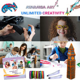 ATARAXIA ART 3D Stencil Book 40 Patterns, Drawing Molds Design Paper for 3D Pen, Reusable Colorful 20 Sheets 40 Pattern, Clear Pad & 2 Finger Caps, Painting Graffiti Template for 3DPen Kids DIY Gifts ATARAXIA ART