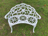 Patio Balcony Bench Double Seat, Anti-Rust Cast Aluminum Patio Garden Bench for Park Yard Outdoor Furniture White.1 C/G patio casa