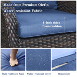 Belord Wicker Outdoor Furniture Patio Furniture Set - 6 Piece Patio Conversation Set with Swivel Rocker Chairs, Rattan Sofa, Ottomans and Coffee Table, Blue Cushion Belord