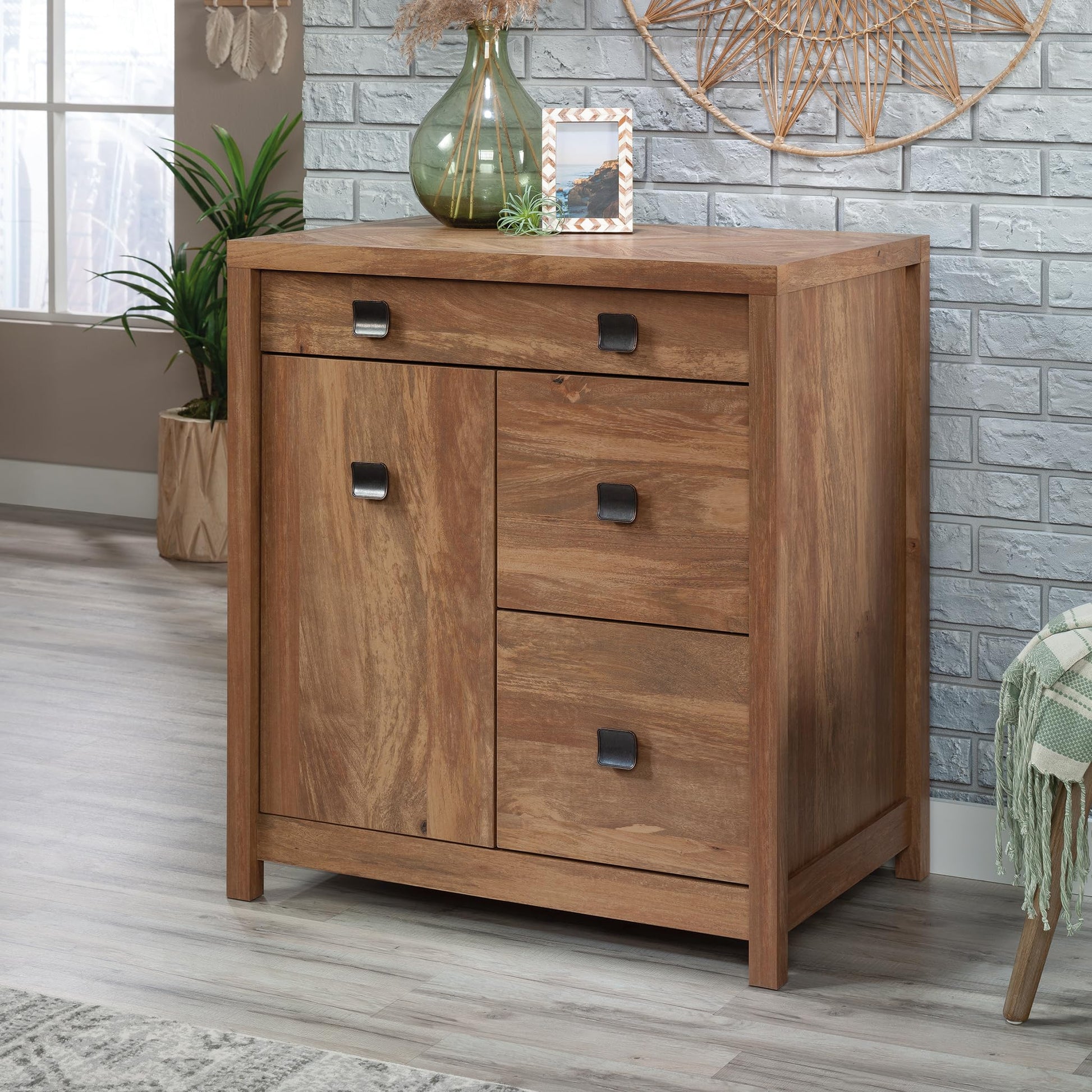 Sauder Cannery Bridge Credenza, L: 31.73" x W: 22.05" x H: 35.24", Sindoori Mango Finish - WoodArtSupply