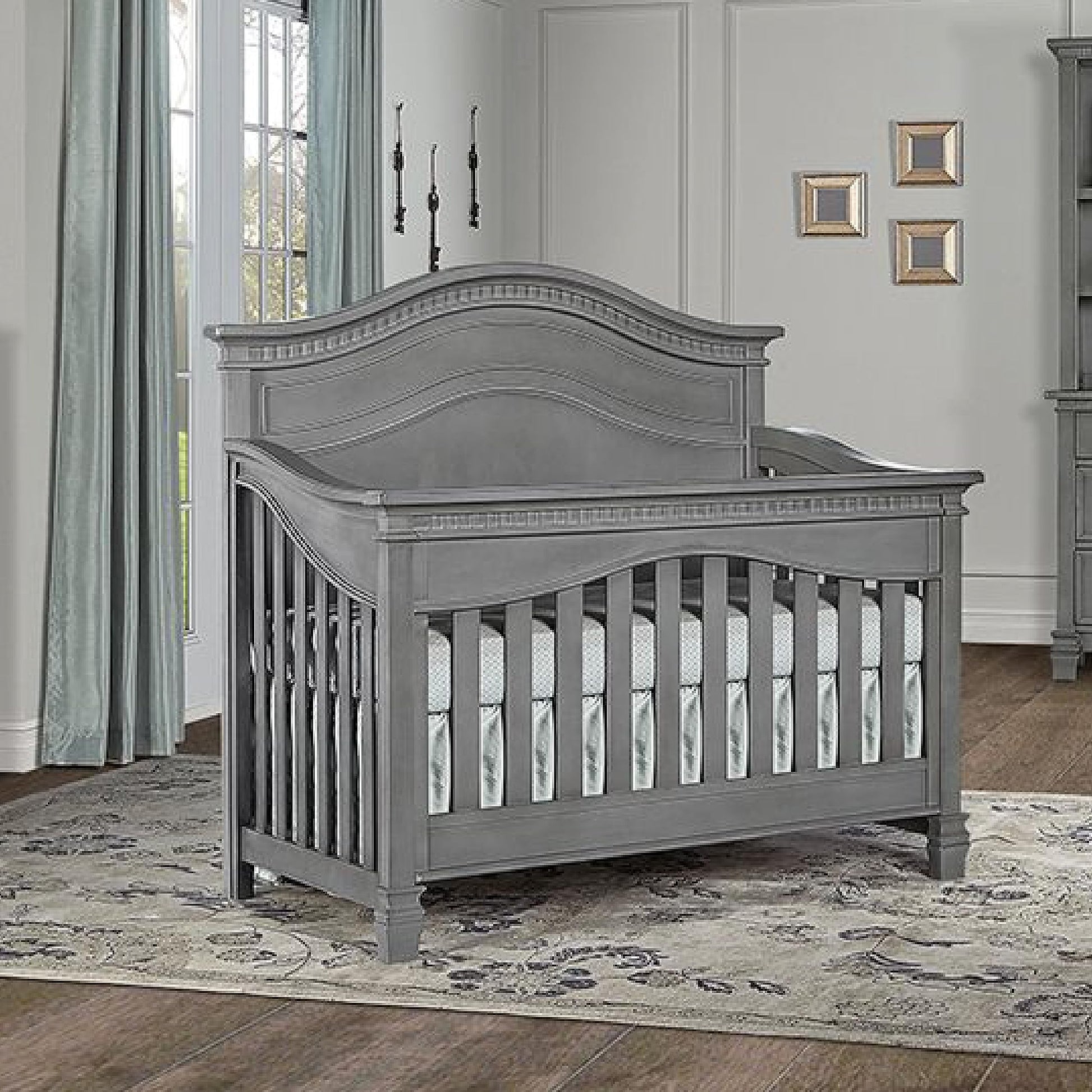 Evolur Cheyenne 5 in 1 Full Panel Convertible Crib, Storm Grey 58.25x31.25x53 Inch (Pack of 1) - WoodArtSupply