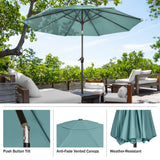 Pure Garden Patio Umbrella with Auto Tilt - 10FT Easy Crank Outdoor Umbrella with Vented Canopy for Deck, Balcony, Backyard, or Pool (Dusty Green) Pure Garden