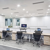 SHW 32-Inch Height Adjustable Standing Desk Converter Riser Workstation, Black SHW