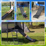 Deomod Trampoline Slide, 10FT 12FT 14FT 15FT 16FT Trampoline Universal Slides, Trampoline Accessories with Cushioning Effect, Suitable for Children to Climb Up and Slide Down, Safety Slider (Silver) deomod