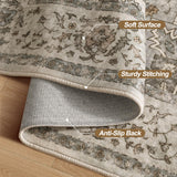 Tangsoo 2x6 Washable Runner Rug for Hallways, Non Slip Vintage Runner Rug, Soft Low Pile Long Rug Runner, Print Distressed Brown/Grey Carpet Runners for Kitchen Bedroom Entryway Bathroom Living Room Tangsoo