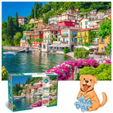 500 Piece Jigsaw Puzzle for Adults -Lake Como Scenery, Italy Jigsaw Puzzles 500 Pieces Puzzles for Adults-Finished Size 19.3" x 13.7" HUADADA