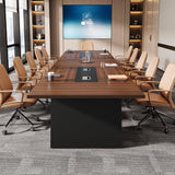 Tribesigns 8ft Conference Table, Modern Office Meeting Room Table with Cable Management, Large Business Seminar Furniture for Boardroom, Walnut and Black Tribesigns