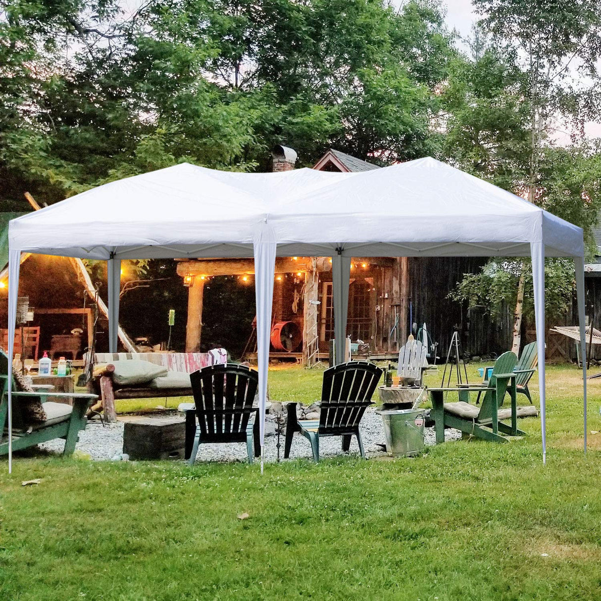 Easyzon 10'x20' Ez Pop Up Canopy Tent Commercial Instant Portable Folding Market Shelter Ez-up Canopies Outdoor White Gazebo with 4 SandBags, 6 Stake&Rope Easyzon