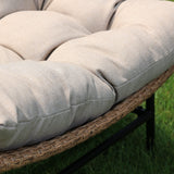 Idzo Caline Large Rattan Outdoor Papasan Chair Set of 2, Olefin Thick Cushion, Upgraded 2000Hrs UV Resistant Wicker, 500lbs Capacity Patio Scoop Design IDZO