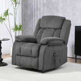HOMCOM Recliner Chair with Vibration Massage and Heat, Oversized Swivel Rocker Single Sofa with Footrest, Remote and Side Pockets, Velvet Fabric Manual Reclining Chair for Living Room, Gray HOMCOM