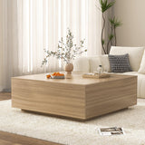 43 Inch Large Square Coffee Table with Storage,Modern Wooden Coffee Table with 2 Drawers Storage for Living Room,Mid Century Tea Table/Aesthetic Coffee Tables Center Table for Home Office(Oak) jiteentarou