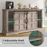 YITAHOME 59" Farmhouse Buffet Cabinet with Storage, Large Sideboard Cabinet w/Sliding Barn Doors and 4 Drawers for Living Room, Wash Grey YITAHOME