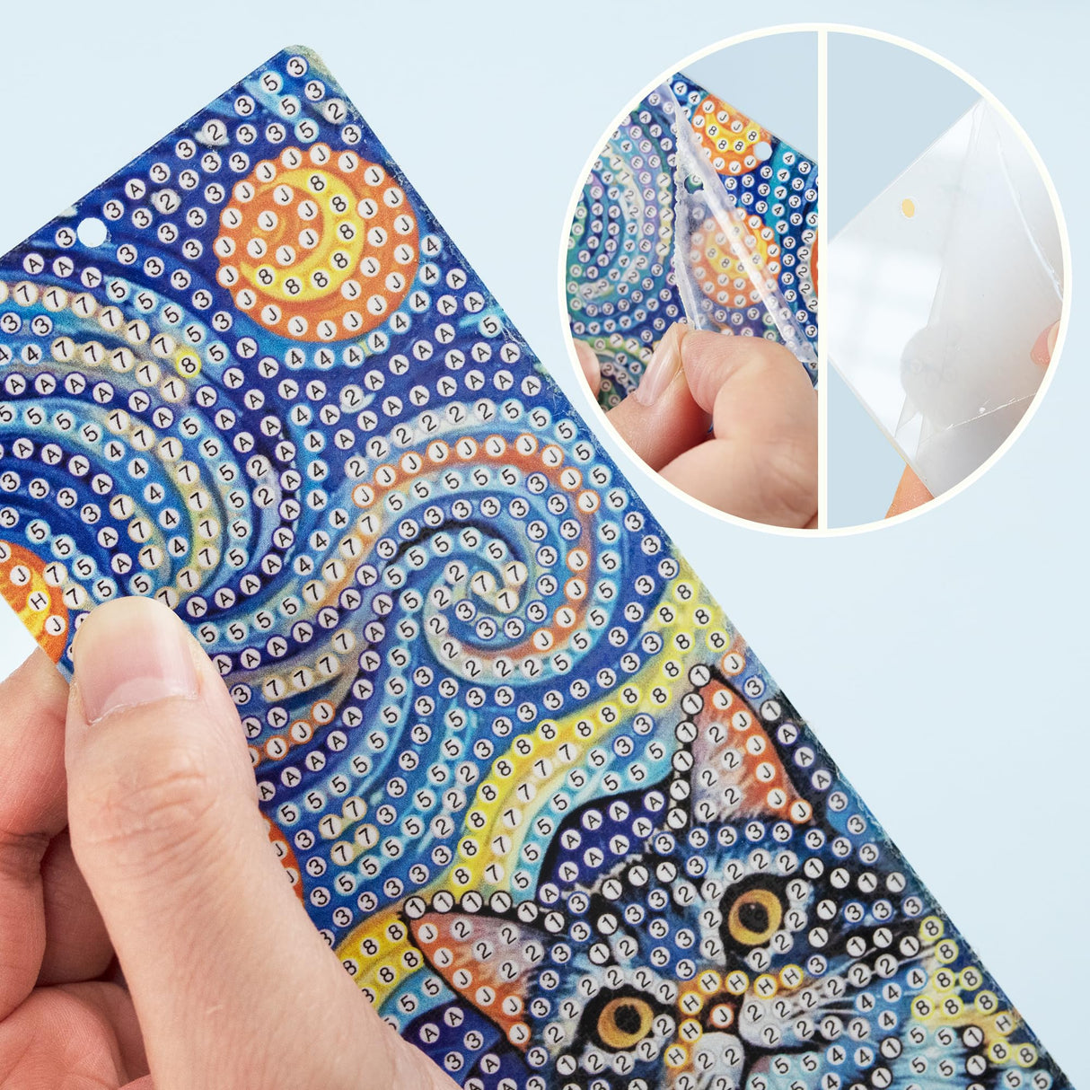 SWATOM 6 Pcs 5D Diamond Painting Bookmarks Starry Night & Animals Acrylic Diamond Art Bookmark with DIY Painting Kits Tassels & Wood Beads Pendant Rhinestone Bookmarks SWATOM