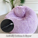 LIFEREVO Fluffy Faux Fur Bean Bag Chair Cover (No Filler), Ultra-Soft Light Purple Stuffed Animal Storage Bean Bag Cover, Anti-Slip Fuzzy Gaming Bean Bag Cover for for Kids Adults (Ombre Lavender) LIFEREVO