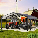 AirWire 20x20 FT Metal Carport with Heavy Duty Carport Canopy, Car Port with Reinforced Base and Five Canopy Beams, Car Garage Shelter for Car, Boats and Truck AirWire