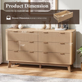 Royal Windsor 6 Drawer Dresser with Fluted Panel, Modern Chest of Drawers for Living Room, Wide Wooden Closet Dresser TV Stand with Ample Storage Space for Bedroom and Hallway, Natural Oak Royal Windsor