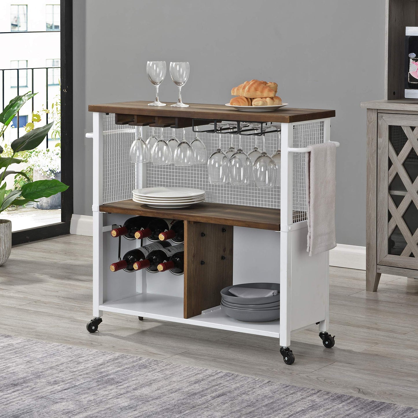 FirsTime & Co. White Chandler Farmhouse Kitchen Cart, American Designed, White, 31.5 x 12 x 31.5 inches, 70252