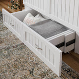AFI, Southampton Murphy Bed Chest Full with 6" Mattress, Built-in USB Charger & Storage Drawer, White AFI