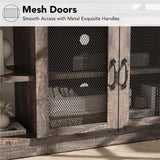 CABIHOME Farmhouse TV Stand for 65/75 inches TVs, Entertainment Center with Storage Cabinet and Mesh Doors, Industrial TV Media Console Cabinet Table, Media Furniture for Living Room, Rustic Oak CABIHOME