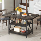 DWVO Dining Room Table 47 Inch Rectangle Dining Table for 4 People Farmhouse Kitchen Table Rustic Dinner Table with Storage Shelf and Heavy Duty Metal Legs for Home Apartment DWVO